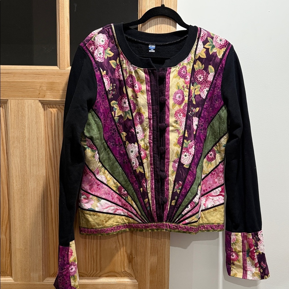 Vintage Floral Patchwork Long Sleeve Cardigan